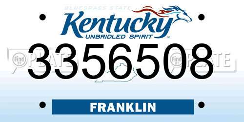3356508 Kentucky License Plate