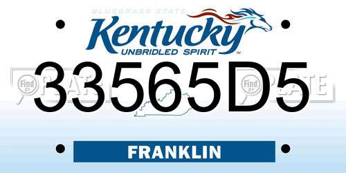 33565D5 Kentucky License Plate