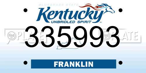 335993 Kentucky License Plate