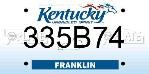 335B74 Kentucky License Plate