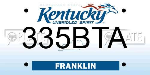 335BTA Kentucky License Plate
