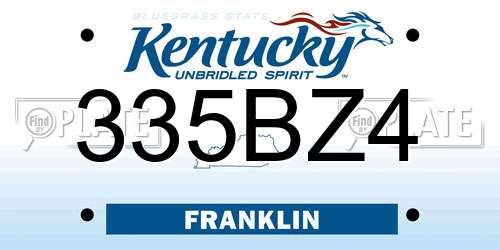 335BZ4 Kentucky License Plate