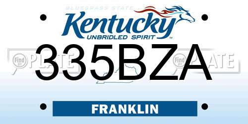335BZA Kentucky License Plate