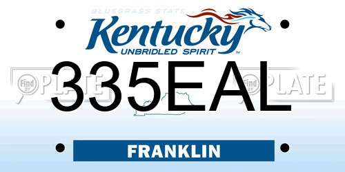 335EAL Kentucky License Plate
