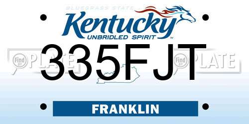335FJT Kentucky License Plate
