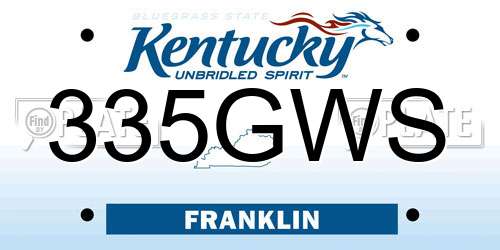 335GWS Kentucky License Plate