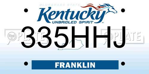 335HHJ Kentucky License Plate