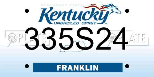 335S24 Kentucky License Plate