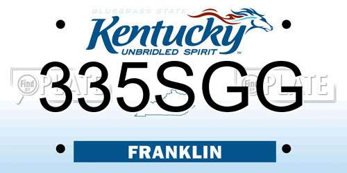 335SGG Kentucky License Plate
