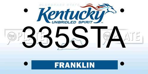 335STA Kentucky License Plate