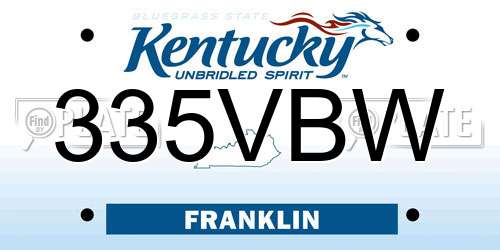 335VBW Kentucky License Plate