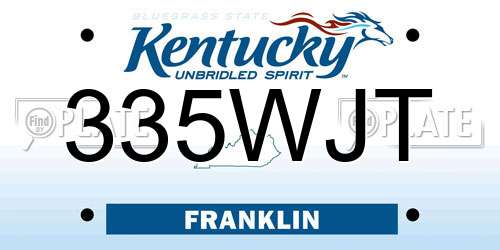 335WJT Kentucky License Plate