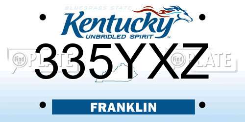 335YXZ Kentucky License Plate