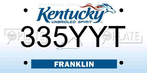 335YYT Kentucky License Plate