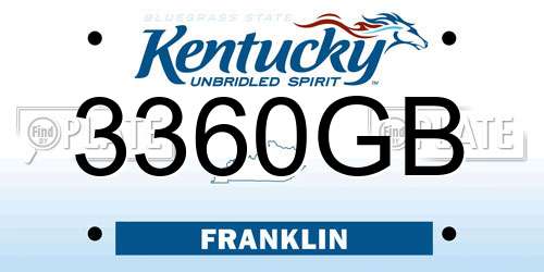 3360GB Kentucky License Plate