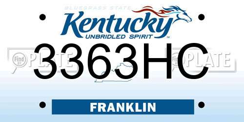 3363HC Kentucky License Plate
