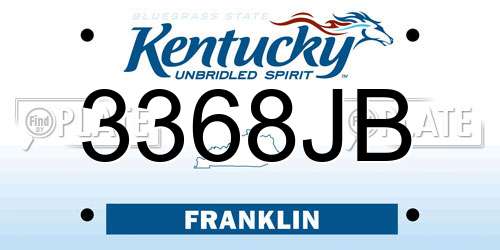 3368JB Kentucky License Plate