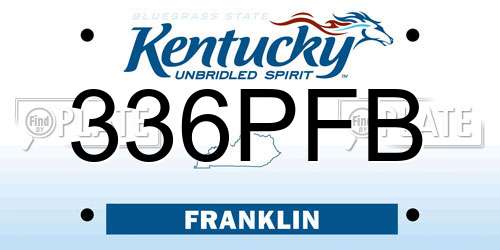 336PFB Kentucky License Plate