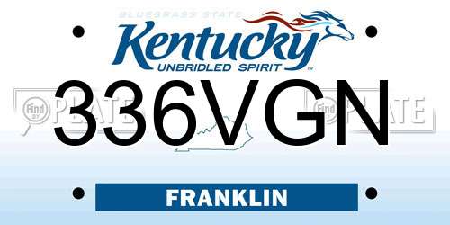 336VGN Kentucky License Plate