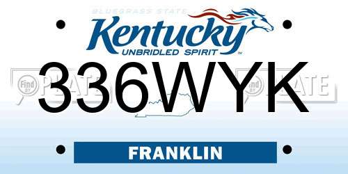 336WYK Kentucky License Plate