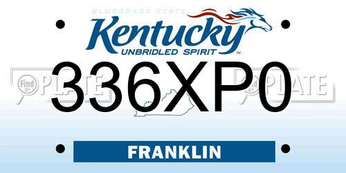 336XP0 Kentucky License Plate