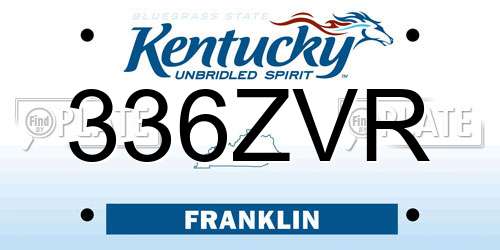 336ZVR Kentucky License Plate