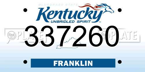 337260 Kentucky License Plate