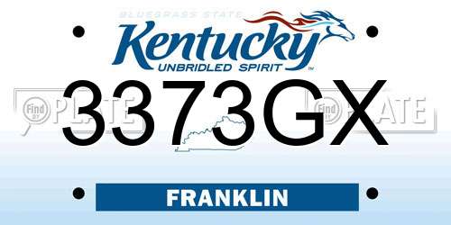 3373GX Kentucky License Plate