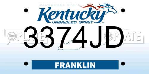 3374JD Kentucky License Plate