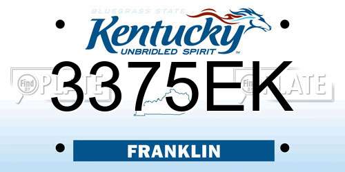 3375EK Kentucky License Plate
