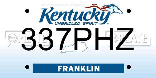 337PHZ Kentucky License Plate