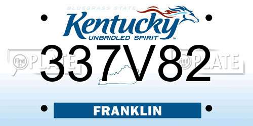 337V82 Kentucky License Plate