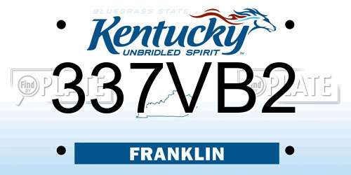337VB2 Kentucky License Plate