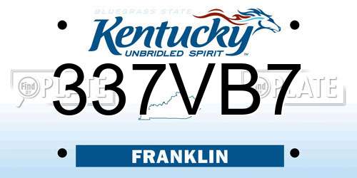 337VB7 Kentucky License Plate