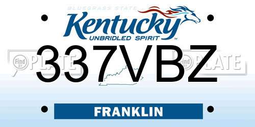 337VBZ Kentucky License Plate
