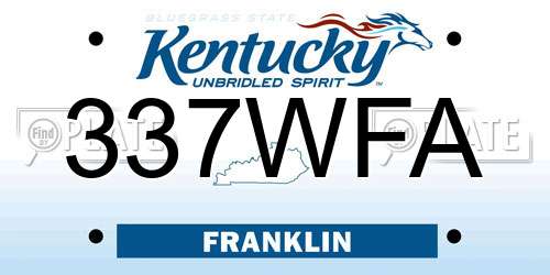 337WFA Kentucky License Plate