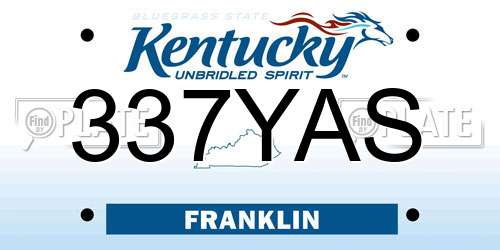 337YAS Kentucky License Plate