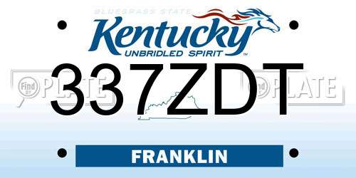 337ZDT Kentucky License Plate