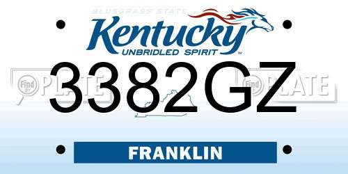 3382GZ Kentucky License Plate