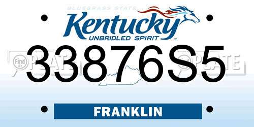 33876S5 Kentucky License Plate
