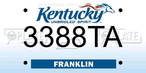 3388TA Kentucky License Plate