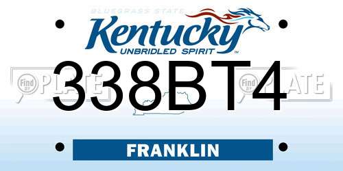 338BT4 Kentucky License Plate