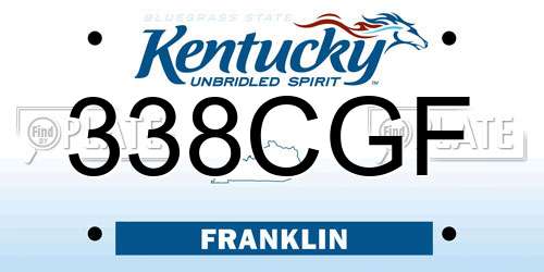338CGF Kentucky License Plate
