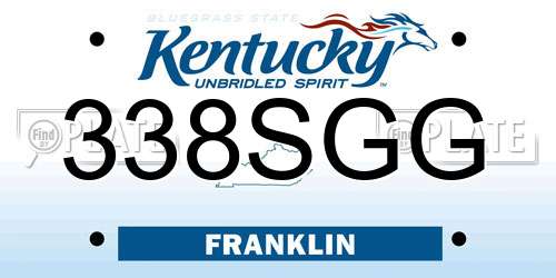 338SGG Kentucky License Plate