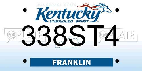 338ST4 Kentucky License Plate