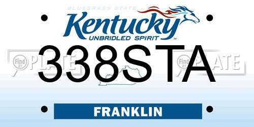 338STA Kentucky License Plate
