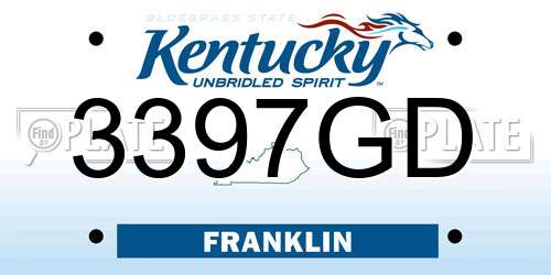 3397GD Kentucky License Plate