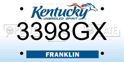 3398GX Kentucky License Plate