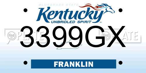3399GX Kentucky License Plate