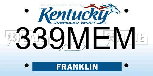 339MEM Kentucky License Plate
